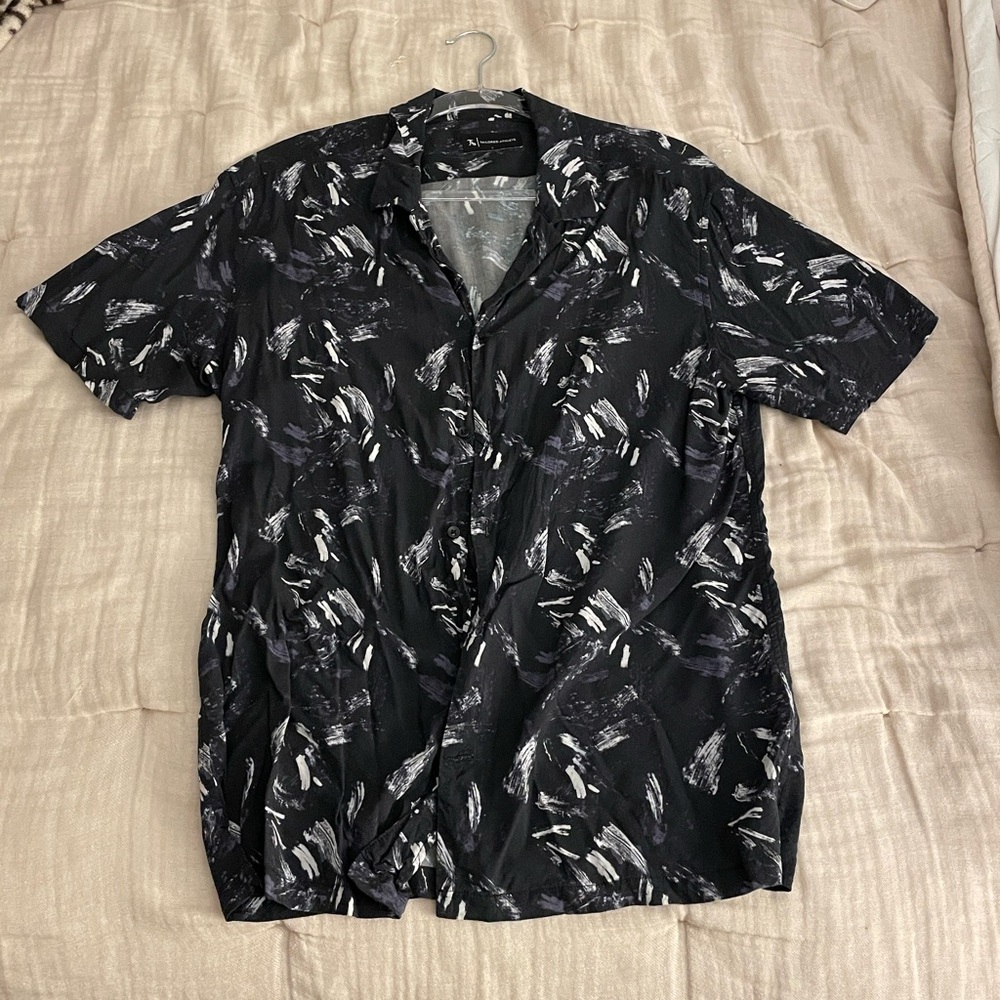 Men's Black Patterned Dress Shirt